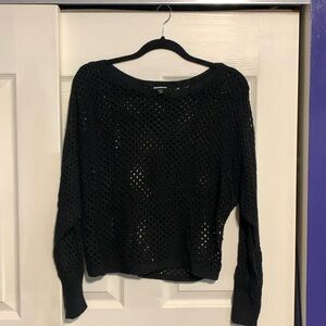 Express Black Dolman Sleeve Open-Stitch Sweater